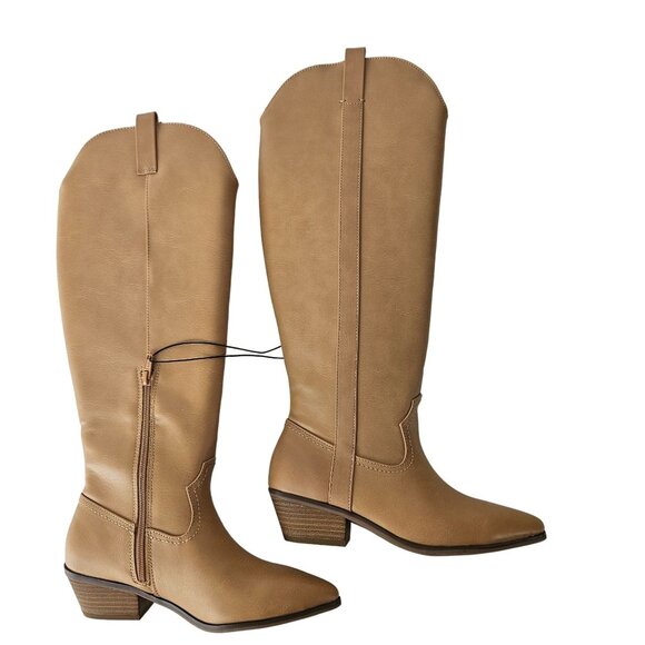 Universal Thread Womens Western Knee High Light Brown Memory Foam Boots Size 6.5 - Picture 2 of 11